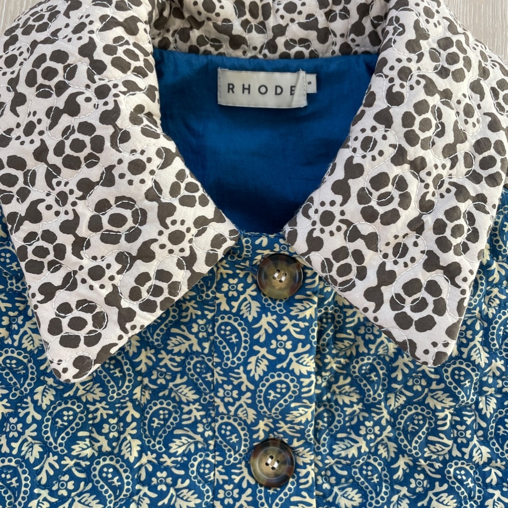 RHODE quilted patchwork blue jacket size S - image 8
